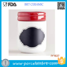 Wholesale Decent Bottle Red Lid Ceramic Storage Jar